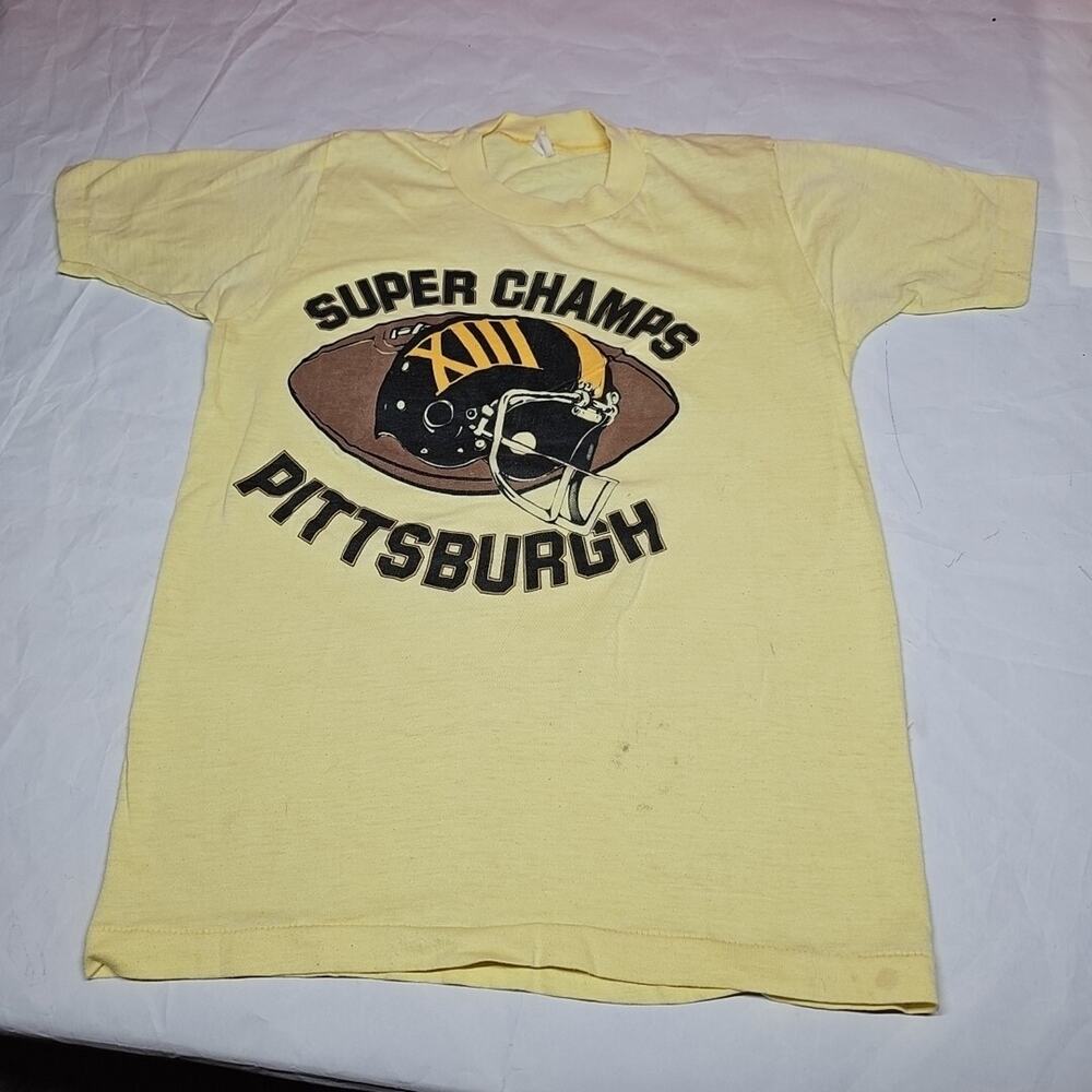 Vintage 1979 Super Bowl 13 XIII T Shirt Adult Mens Large Yellow Steelers Cowboys